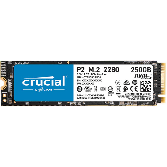Crucial SSD P2 250GB 3D NAND NVME PCIe M.2 - (CT250P2SSD8)