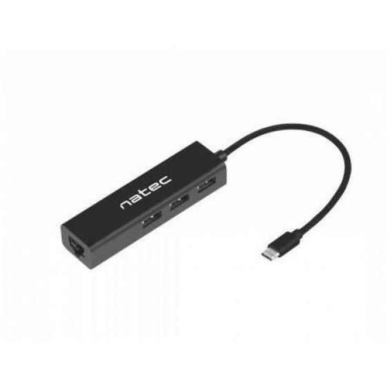 Natec Hub USB C Butterfly �� 3 x USB 2.0 ��� RJ-45 ����� - (NHU-1451)