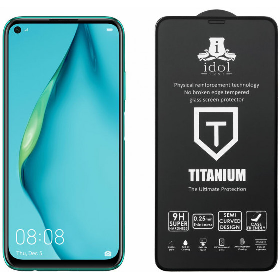 IDOL 1991 TEMPERED GLASS ��� HUAWEI P40 LITE 9H 0.25mm TITANIUM SEMI CURVED FULL GLUE BLACK - (5205308264931)