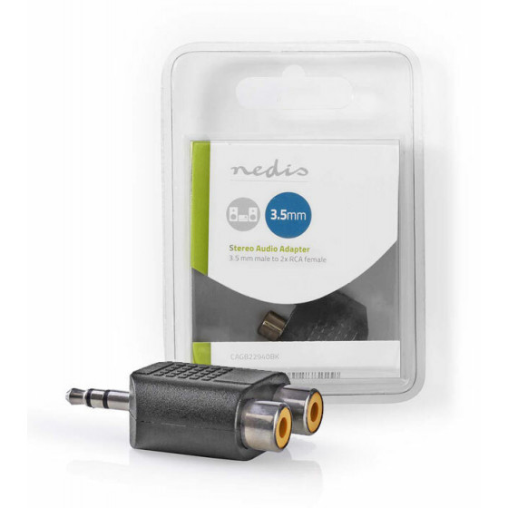 NEDIS Stereo Audio Adapter 3.5 mm Male TO 2x RCA Female Black - (CAGB22940BK)