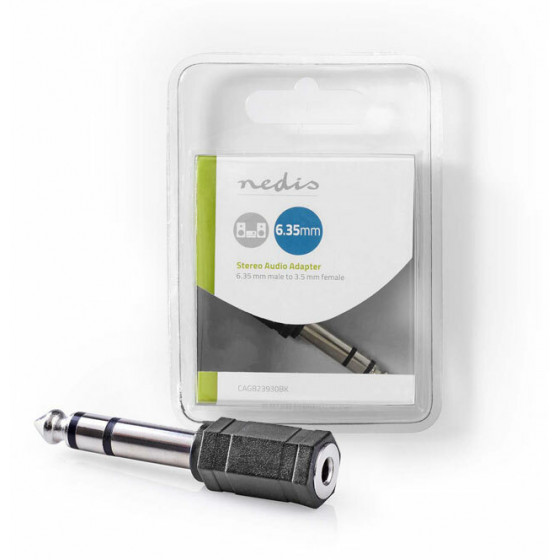 NEDIS Stereo Audio Adapter 6.35 mm Male to 3.5 mm Female Black - (CAGB23930BK)