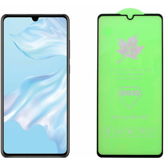 IDOL 1991 TEMPERED GLASS ��� HUAWEI P30 9H 0.25mm 20D FULL GLUE SEMI CURVED FINGER UNLOCK BLACK - (5205308251375)