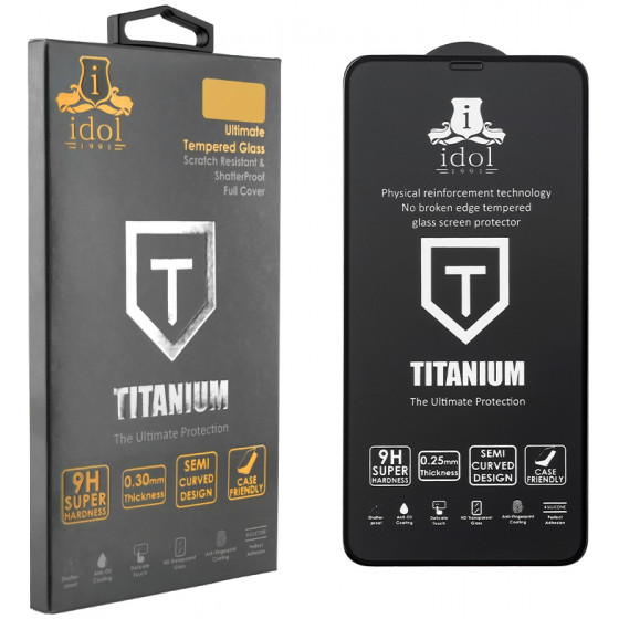 IDOL 1991 TEMPERED GLASS ��� SAMSUNG A20s A207 9H 0.25mm TITANIUM SEMI CURVED FULL GLUE BLACK - (5205308269646)
