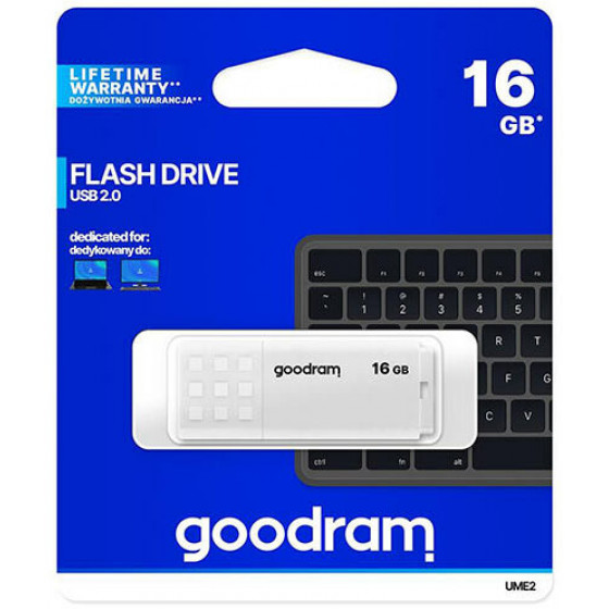 GOODRAM USB 2,0 FLASH DRIVE 16GB WHITE - (UME2-0160W0R11)