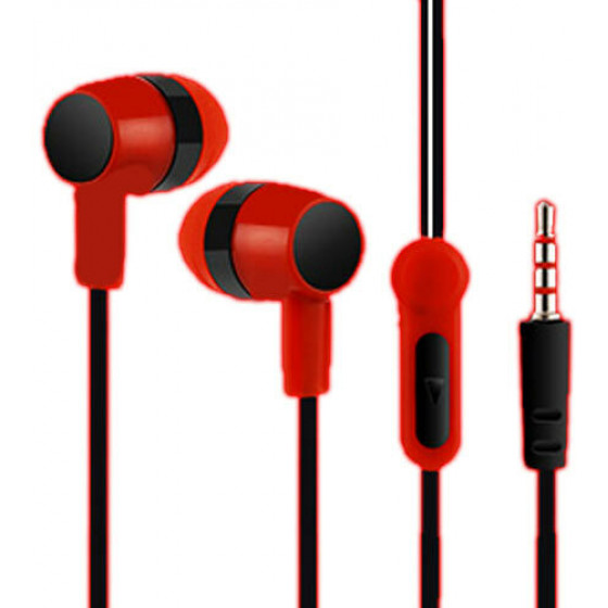 LAMTECH HANDSFREE WITH MIC 3,5MM JACK RED - (LAM021363)