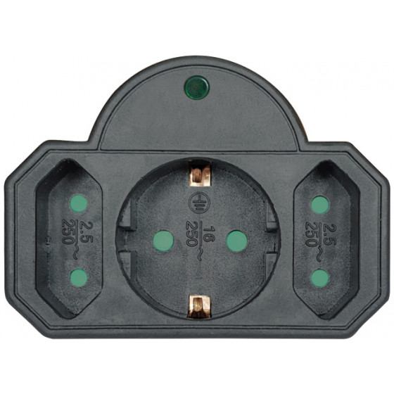POWERTECH ���������� �������� 1x schuko 2x euro 16A ������ - (PT-817)