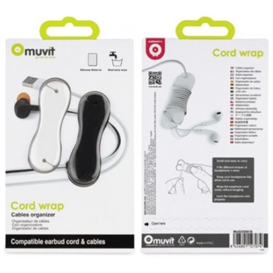 MUVIT CABLE HOLDER SPOOL SILICON 2pcs black white - (MUGOO0018)