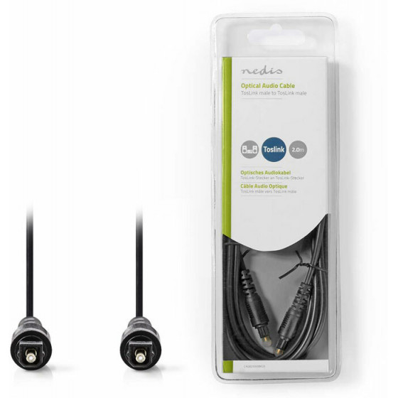 NEDIS Optical Audio Cable TosLink Male to TosLink Male 2.0m Black - (CAGB25000BK20)