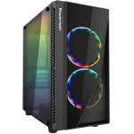 POWERTECH Gaming case tempered glass 3x 120mm fans 2x RGB - (PT-839)