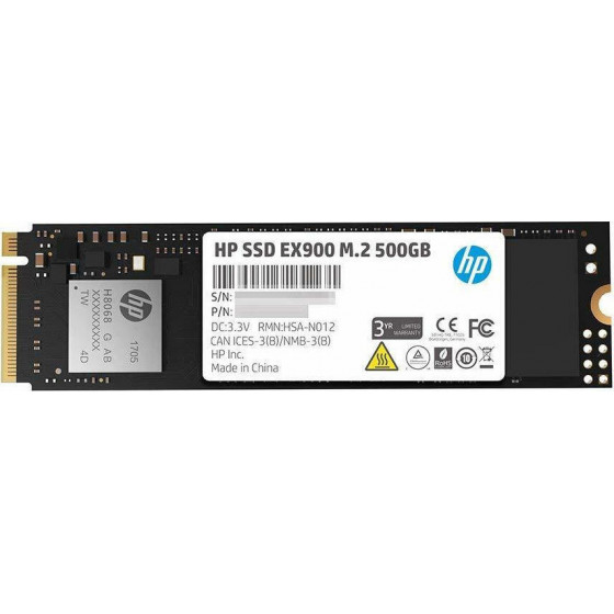 HP SSD M.2 NVME PCI-E 500GB EX900 M.2 2280 NVMe PCI-E GEN3x4 3YW. - (2YY44AA)