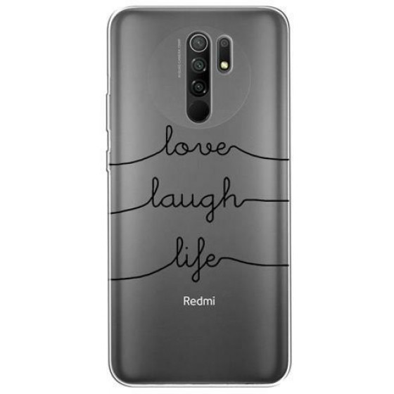 Inos ���� TPU ��� Xiaomi Redmi 9 Art Theme Love-Laugh-Life - (5205598138929)