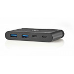 NEDIS TCARF230BK Computer Hub USB Type-C 2x USB-C / 2x USB 3.0 (5G) Power Delive