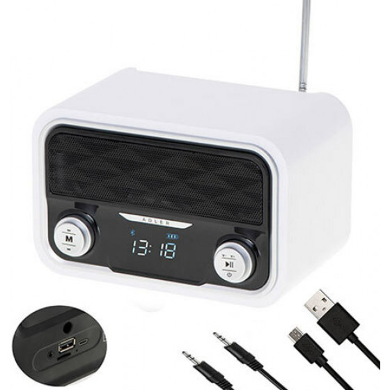ADLER BLUETOOTH RADIO WHITE - (AD1185)