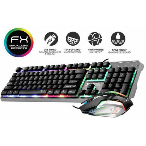 ALCATROZ WATERPROOF USB RGB WIRED COMBO KEYBOARD AND MOUSE X-CRAFT - (XC3000)