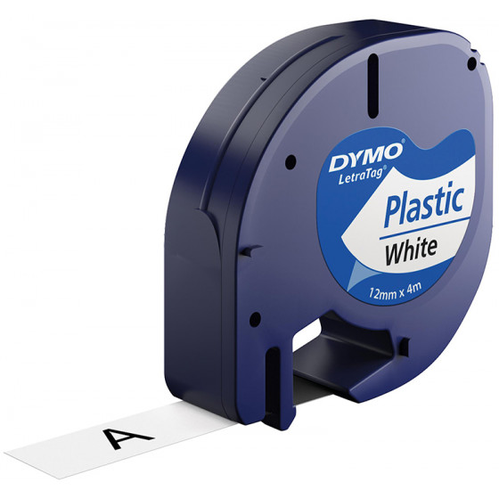 DYMO ������ ������������� Letratag Plastic tape white 12mm x 4m 91221 - (S0721660)