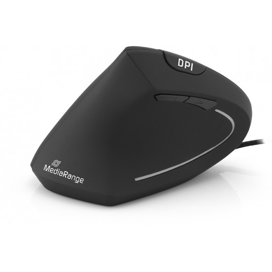 MediaRange Corded ergonomic 6-button optical mouse for left-handers Black Wired - (MROS231)