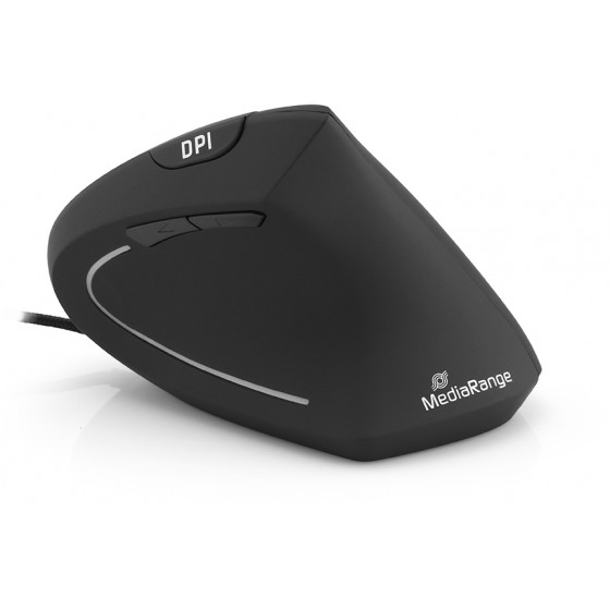 MediaRange Corded ergonomic 6-button optical mouse for right-handers Black Wired - (MROS230)