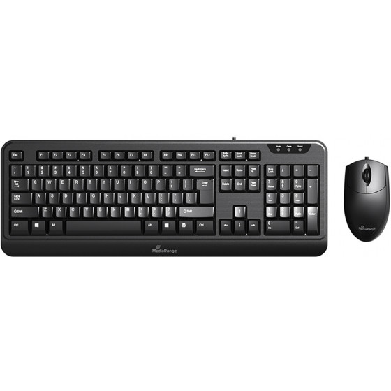 MediaRange Corded Keyboard & 3-button mouse set Wired Black - (MROS108-GR)