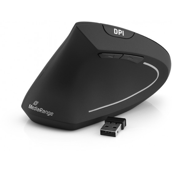 MediaRange Ergonomic 6-button wireless optical mouse for left-handers Black Wireless - (MROS233)