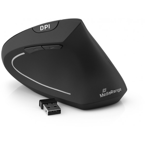 MediaRange Ergonomic 6-button wireless optical mouse for right-handers Black Wireless - (MROS232)