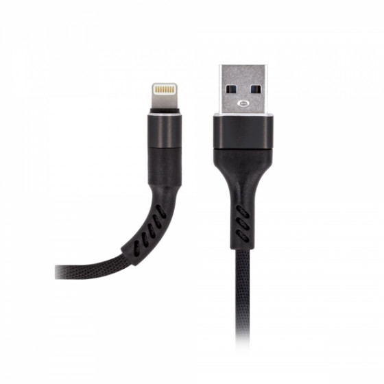 MAXLIFE FAST REINFORCED LIGHTNING DATA CABLE 1m 2A black - (MXUC-01LB)