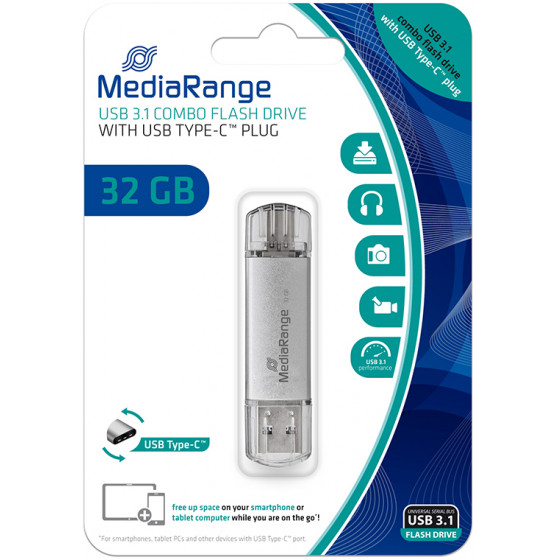 MediaRange USB 3.0 Combo Flash Drive with USB Type-C 32GB - (MR936)