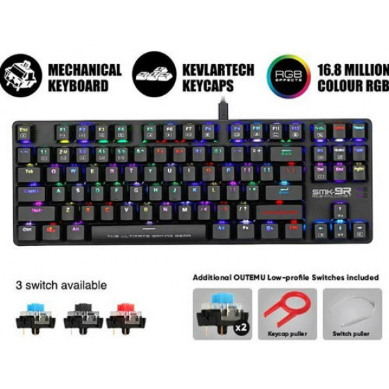 ARMAGGEDDON MECHANICAL LOW PROFILE KEYBOARD RGB FALCONET RED - (SMK9RR)