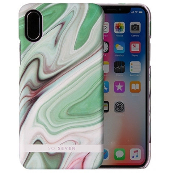SO SEVEN CARRARE MARBLE IPHONE X XS green backcover - (SVNCSCARRA2IP8)