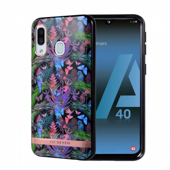 SO SEVEN PUCKET TROPICAL BLACK BUTTERFLY SAMSUNG A40 backcover - (SSBKC0260)