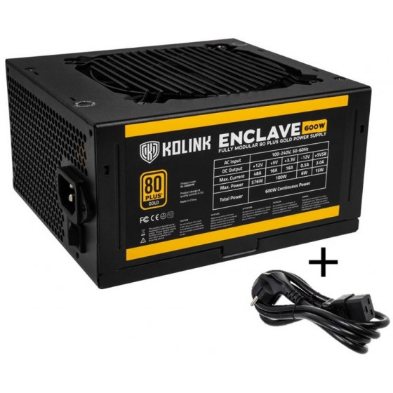 Kolink Enclave 80 PLUS Gold PSU modular 600 Watt PC Power Supply With Cable - (NEKL-027)