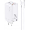 USAMS ��������� ������ GaN �� ������� 3xUSB 65W ����� - (MTXLOGTC02)