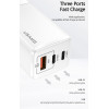 USAMS ��������� ������ GaN �� ������� 3xUSB 65W ����� - (MTXLOGTC02)