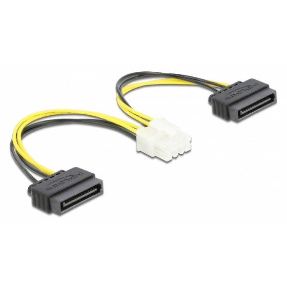 DELOCK ������� EPS 8pin �� 2x SATA 15pin 15cm - (83020)