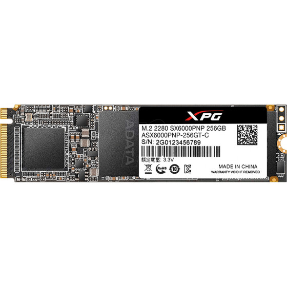 ADATA SSD 256GB XPG SX6000 Pro PCIe Gen3x4 M.2 2280 - (ASX6000PNP-256GT-C)
