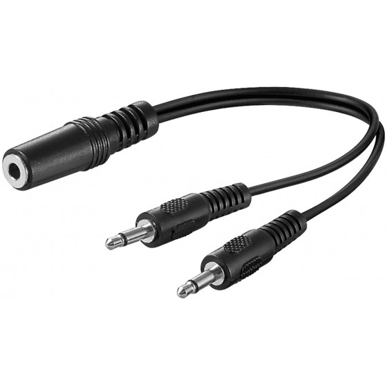 GOOBAY ���������� ���� 3.5mm female �� 2x 3.5mm male 0.2m ����� - (50472)