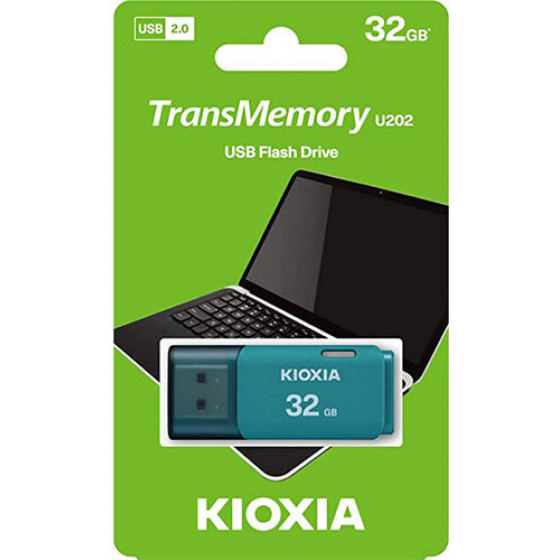 KIOXIA USB 2.0 FLASH STICK 32GB HAYABUSA AQUA U202 - (LU202L032GG4)