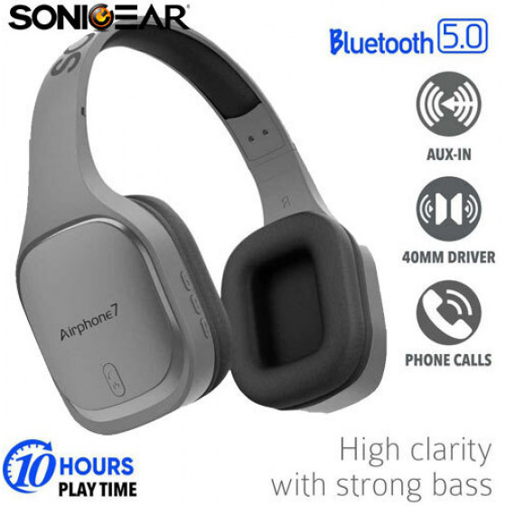 SONIC GEAR BLUETOOTH 5.0 HEADSET AIRPHONE 7 B.GUN METAL - (AP7BGM)