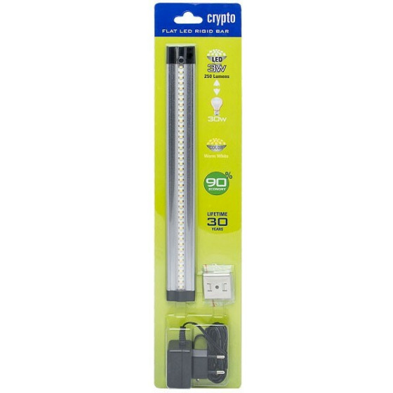 CRYPTO LED PACK RIGID BAR FLAT 1x30cm 42LED 3528 WARM-WHITE IP33 3W 250LM 90DEG 24V/0.5A - (W004173)