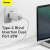 BASEUS ��������� ������ 1x USB 1x USB Type-C 65W ������ - (CCGAN2L-B02)
