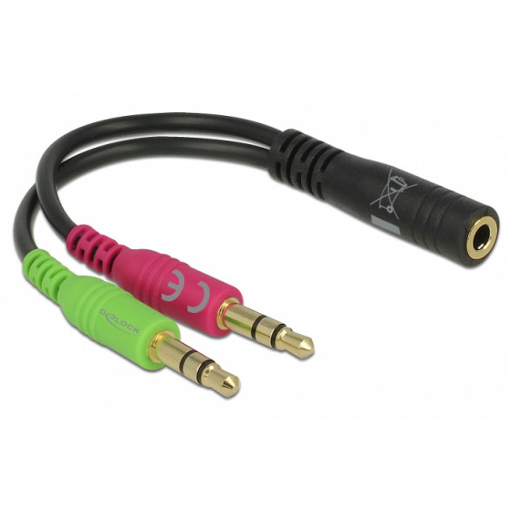 DELOCK ���������� 3.5mm �� 2x 3.5mm CTIA 12cm ������ - (65459)