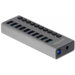DELOCK hub 10x USB �� ��������� USB 3.0 5Gbps 4A LED ���� - (63976)
