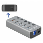 DELOCK hub 5x USB + 1x Type-C PD �� ��������� 5Gbps 2.4A ���� - (63263)
