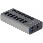 DELOCK hub 7x USB �� ��������� USB 3.0 5Gbps 3� LED ���� - (63975)