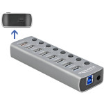DELOCK hub 8x USB + 1x Type-C PD �� ��������� 5Gbps 2.4A ���� - (63264)