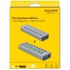 DELOCK hub 8x USB + 1x Type-C PD �� ��������� 5Gbps 2.4A ���� - (63264)