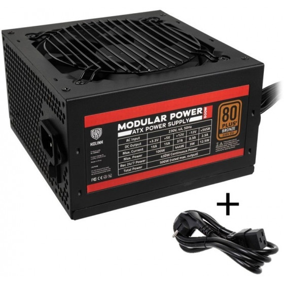 Kolink Modular Power 80 PLUS Bronze PSU 500 Watt PC Power Supply With Cable - (NEKL-038)