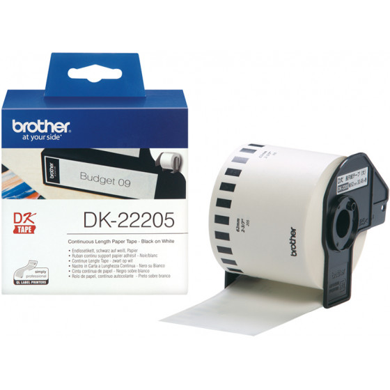 BROTHER LABEL PRINTER TAPE Black on White 62mm wide (DK-22205)