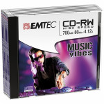 EMTEC CD-RW 700MB / 80 MIN 4-12x SLIM 5��� JEWEL CASE - (ECOCRW80512JC)