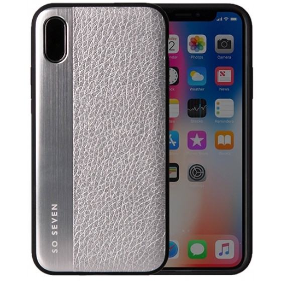 SO SEVEN METALLIC PU IPHONE X / XS silver backcover - (SVNCSMPU4IP8)