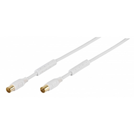 VIVANCO ANTENNA CABLE 5m COAX PLUG-COAX SOCKET FERRITE 110 dB white - (48516)